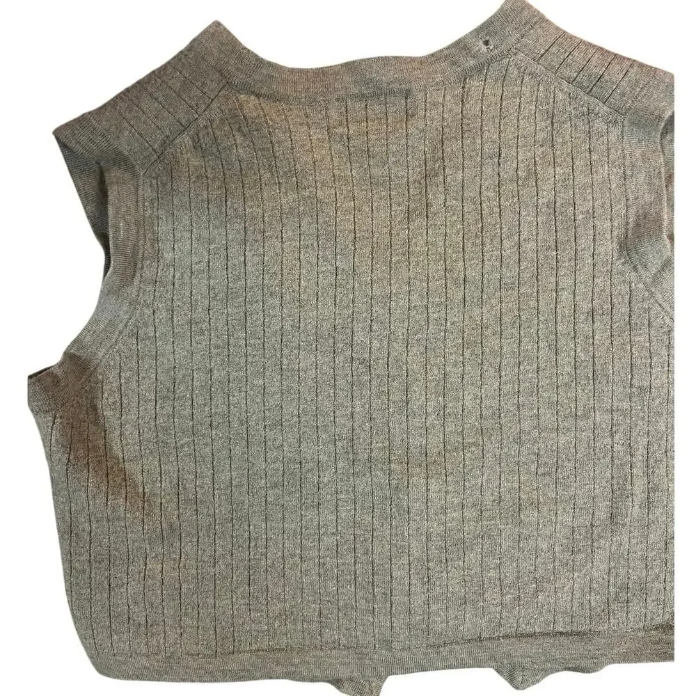 Paul Fredrick Merino Wool Silk Cashmere Ribbed Vest L Olive